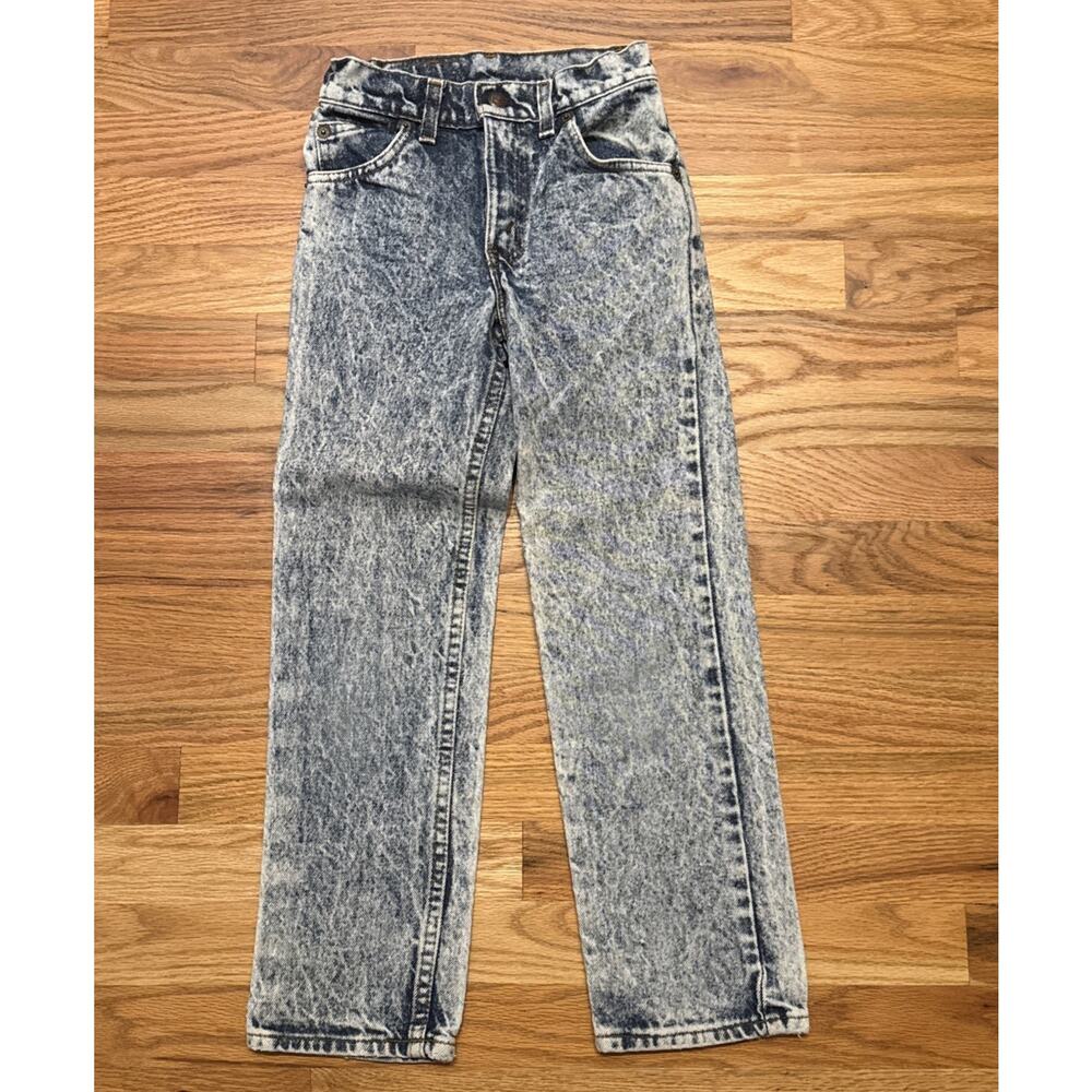Vintage LEVIS Acid Wash Straight Orange Tab Jeans BOYS 9 Slim 22x23 100% Cotton